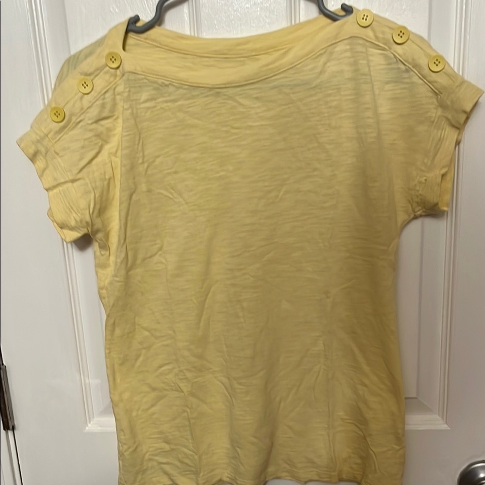 Yellow Button-Shoulder Women's Top
